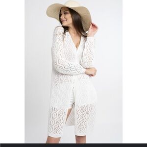 Sharon Young White Open-Knit Cardigan